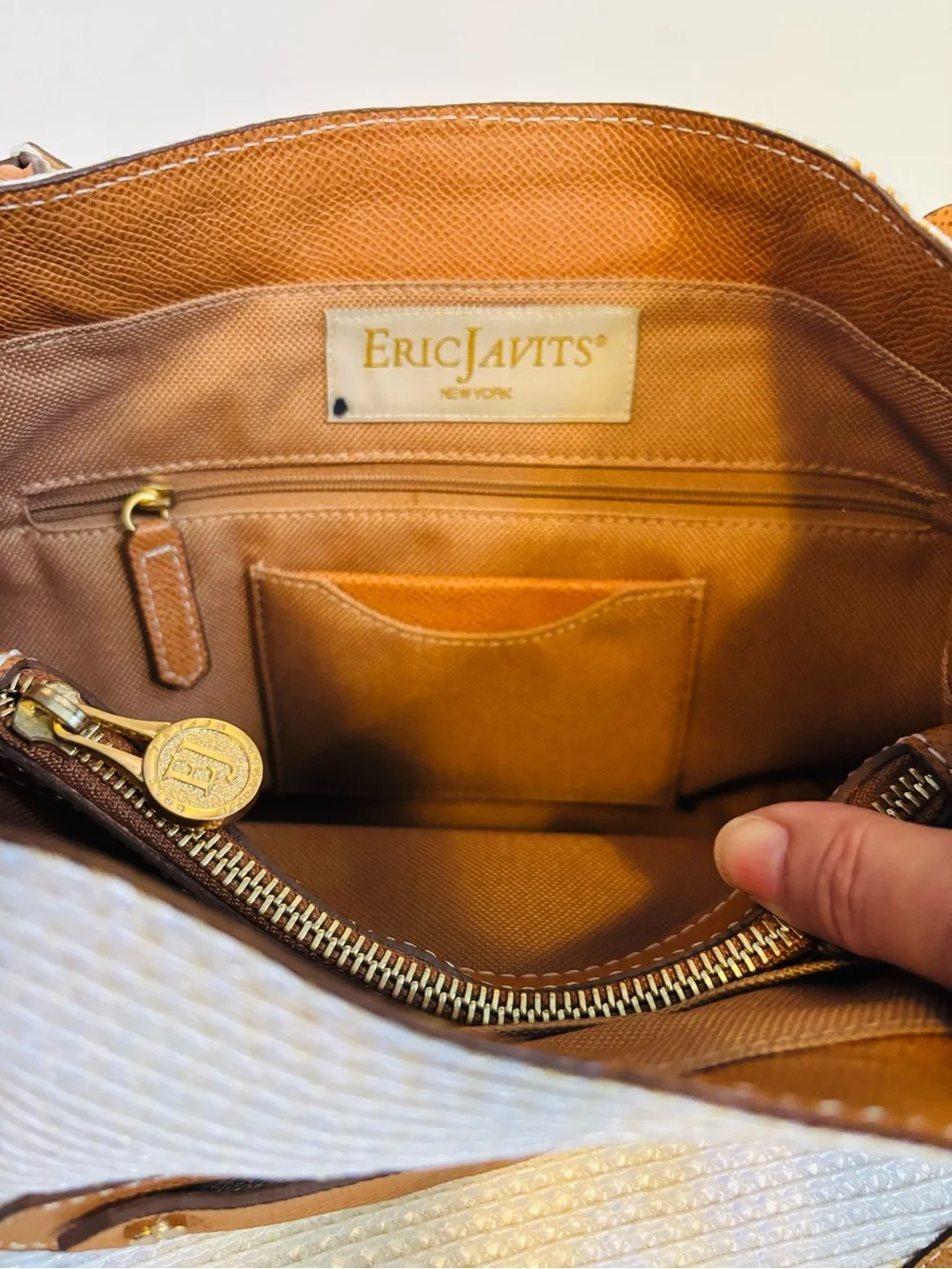 Rare Vintage Eric Javits White Raffia Woven Shopper Satchel NWT